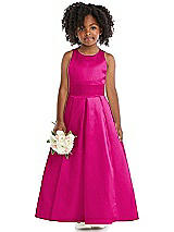 Front View Thumbnail - Think Pink Sleeveless Pleated Skirt Satin Flower Girl Dress