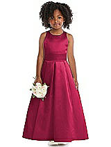 Front View Thumbnail - Valentine Sleeveless Pleated Skirt Satin Flower Girl Dress