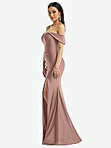 Alt View 2 Thumbnail - Neu Nude Off-the-Shoulder Corset Stretch Satin Mermaid Dress with Slight Train