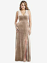 Front View Thumbnail - Topaz Deep V-Neck Sleeveless Velvet Maxi Dress with Pockets