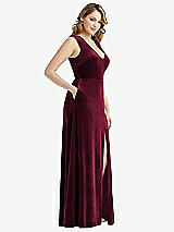 Side View Thumbnail - Cabernet Deep V-Neck Sleeveless Velvet Maxi Dress with Pockets