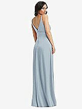 Rear View Thumbnail - Mist Skinny Strap Plunge Neckline Maxi Dress with Bow Detail