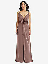 Front View Thumbnail - Sienna Skinny Strap Plunge Neckline Maxi Dress with Bow Detail