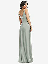 Rear View Thumbnail - Willow Green Skinny Strap Plunge Neckline Maxi Dress with Bow Detail