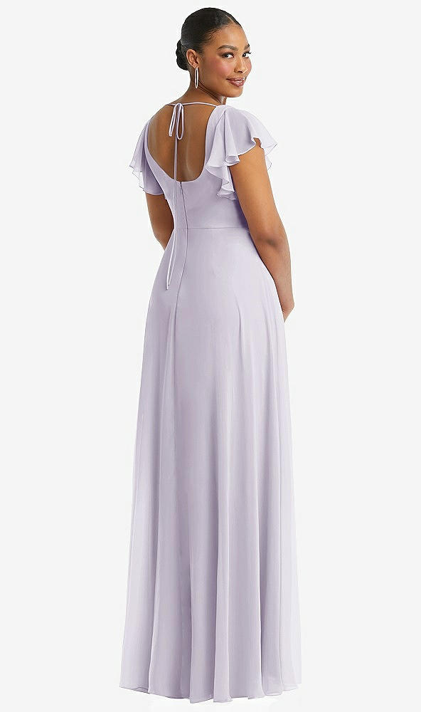 Back View - Moondance Flutter Sleeve Scoop Open-Back Chiffon Maxi Dress