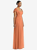 Side View Thumbnail - Sweet Melon Flutter Sleeve Scoop Open-Back Chiffon Maxi Dress