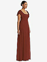 Side View Thumbnail - Auburn Moon Flutter Sleeve Scoop Open-Back Chiffon Maxi Dress