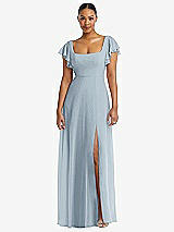 Alt View 1 Thumbnail - Mist Flutter Sleeve Scoop Open-Back Chiffon Maxi Dress