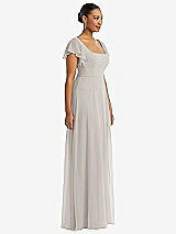 Side View Thumbnail - Oyster Flutter Sleeve Scoop Open-Back Chiffon Maxi Dress