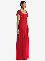 Side View Thumbnail - Parisian Red Flutter Sleeve Scoop Open-Back Chiffon Maxi Dress