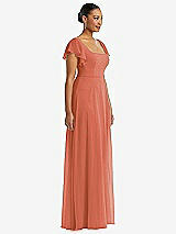 Side View Thumbnail - Terracotta Copper Flutter Sleeve Scoop Open-Back Chiffon Maxi Dress