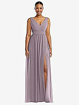 Alt View 2 Thumbnail - Lilac Dusk Plunge Neckline Bow Shoulder Empire Waist Chiffon Maxi Dress