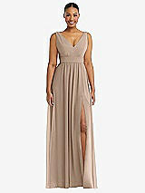 Alt View 2 Thumbnail - Topaz Plunge Neckline Bow Shoulder Empire Waist Chiffon Maxi Dress