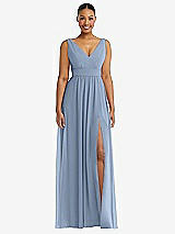 Alt View 2 Thumbnail - Cloudy Plunge Neckline Bow Shoulder Empire Waist Chiffon Maxi Dress