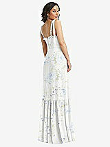 Rear View Thumbnail - Bleu Garden Tie-Shoulder Bustier Bodice Ruffle-Hem Maxi Dress