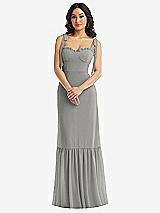 Alt View 2 Thumbnail - Chelsea Gray Tie-Shoulder Bustier Bodice Ruffle-Hem Maxi Dress