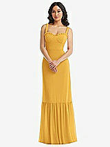 Alt View 1 Thumbnail - NYC Yellow Tie-Shoulder Bustier Bodice Ruffle-Hem Maxi Dress