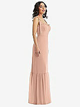 Side View Thumbnail - Pale Peach Tie-Shoulder Bustier Bodice Ruffle-Hem Maxi Dress