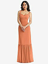 Alt View 1 Thumbnail - Sweet Melon Tie-Shoulder Bustier Bodice Ruffle-Hem Maxi Dress