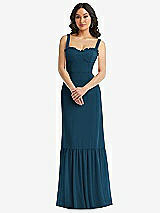 Alt View 1 Thumbnail - Atlantic Blue Tie-Shoulder Bustier Bodice Ruffle-Hem Maxi Dress