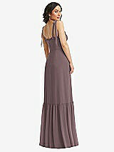 Rear View Thumbnail - French Truffle Tie-Shoulder Bustier Bodice Ruffle-Hem Maxi Dress