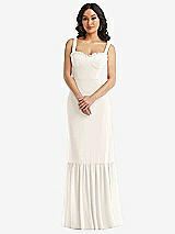 Alt View 1 Thumbnail - Ivory Tie-Shoulder Bustier Bodice Ruffle-Hem Maxi Dress