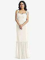 Alt View 2 Thumbnail - Ivory Tie-Shoulder Bustier Bodice Ruffle-Hem Maxi Dress