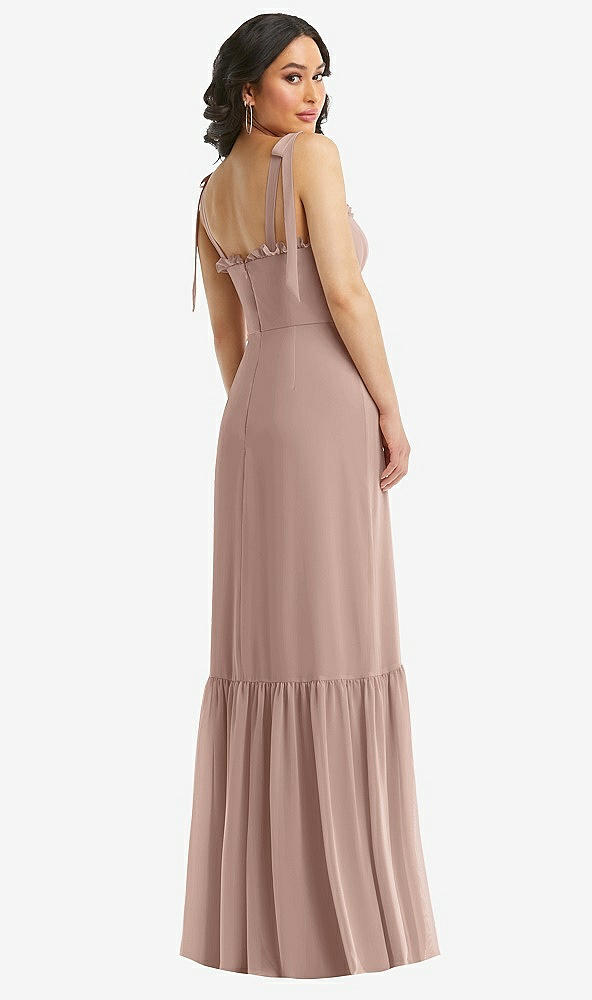 Back View - Neu Nude Tie-Shoulder Bustier Bodice Ruffle-Hem Maxi Dress