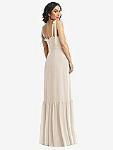 Rear View Thumbnail - Oat Tie-Shoulder Bustier Bodice Ruffle-Hem Maxi Dress