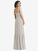 Rear View Thumbnail - Oyster Tie-Shoulder Bustier Bodice Ruffle-Hem Maxi Dress