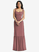 Alt View 2 Thumbnail - Rosewood Tie-Shoulder Bustier Bodice Ruffle-Hem Maxi Dress