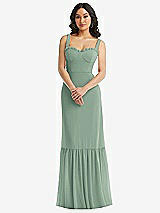 Alt View 1 Thumbnail - Seagrass Tie-Shoulder Bustier Bodice Ruffle-Hem Maxi Dress