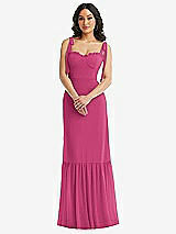 Alt View 2 Thumbnail - Tea Rose Tie-Shoulder Bustier Bodice Ruffle-Hem Maxi Dress