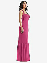 Side View Thumbnail - Tea Rose Tie-Shoulder Bustier Bodice Ruffle-Hem Maxi Dress