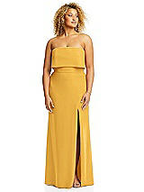 Alt View 3 Thumbnail - NYC Yellow Strapless Overlay Bodice Crepe Maxi Dress with Front Slit