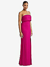 Side View Thumbnail - Think Pink Strapless Overlay Bodice Crepe Maxi Dress with Front Slit