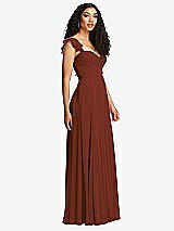 Side View Thumbnail - Auburn Moon Shirred Cross Bodice Lace Up Open-Back Maxi Dress with Flutter Sleeves