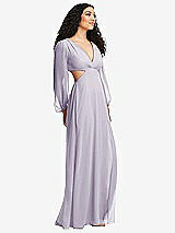 Side View Thumbnail - Moondance Long Puff Sleeve Cutout Waist Chiffon Maxi Dress 