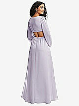 Rear View Thumbnail - Moondance Long Puff Sleeve Cutout Waist Chiffon Maxi Dress 