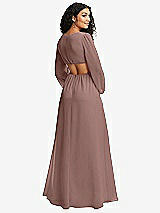 Rear View Thumbnail - Sienna Long Puff Sleeve Cutout Waist Chiffon Maxi Dress 