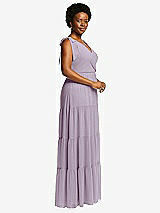 Alt View 2 Thumbnail - Lilac Haze Bow-Shoulder Faux Wrap Maxi Dress with Tiered Skirt