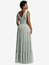 Alt View 3 Thumbnail - Willow Green Bow-Shoulder Faux Wrap Maxi Dress with Tiered Skirt