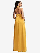 Rear View Thumbnail - NYC Yellow Shawl Collar Open-Back Halter Maxi Dress with Pockets