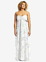 Alt View 2 Thumbnail - Bleu Garden Strapless Empire Waist Cutout Maxi Dress with Covered Button Detail