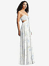 Alt View 3 Thumbnail - Bleu Garden Strapless Empire Waist Cutout Maxi Dress with Covered Button Detail