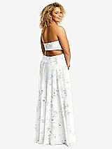 Rear View Thumbnail - Bleu Garden Strapless Empire Waist Cutout Maxi Dress with Covered Button Detail