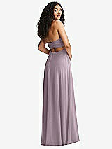 Alt View 4 Thumbnail - Lilac Dusk Strapless Empire Waist Cutout Maxi Dress with Covered Button Detail