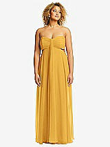 Alt View 1 Thumbnail - NYC Yellow Strapless Empire Waist Cutout Maxi Dress with Covered Button Detail