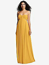 Alt View 2 Thumbnail - NYC Yellow Strapless Empire Waist Cutout Maxi Dress with Covered Button Detail