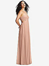 Alt View 1 Thumbnail - Pale Peach Strapless Empire Waist Cutout Maxi Dress with Covered Button Detail